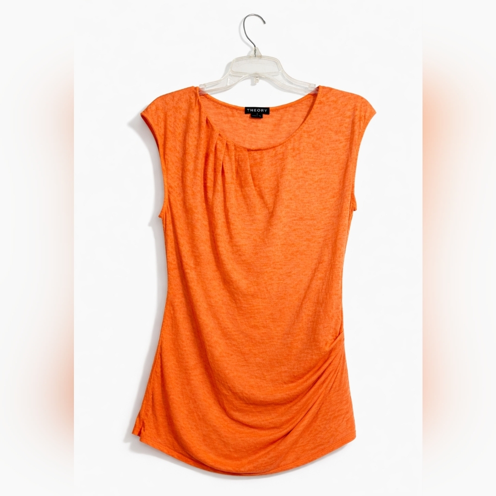 Theory Women's Bright Orange Sleeveless Top Size Large